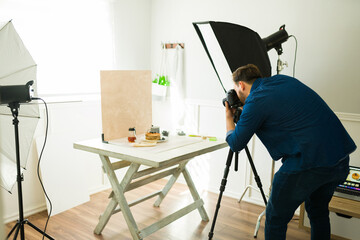 Food photographer working taking professional photos