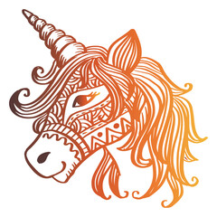 Hand drawn unicorn zentangle art