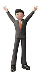 businessman with arms raised