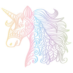 Hand drawn unicorn zentangle art