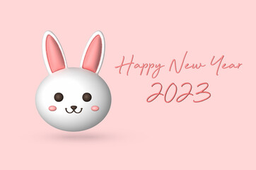 3D rendering illustration happy New Year 2023. Holidays celebration 