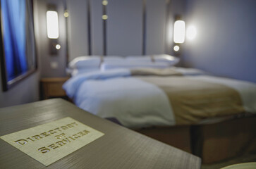 Luxurious ocean view or oceanview or outside or exterior cabin on luxury cruiseship or cruise ship...