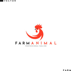 Obraz premium Red rooster logo. Farm animal