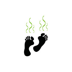 Foot Perspiration Icon, Smelly Feet Symbol, Sweaty Legs, Smell Human Bare Foot Prints, Vector Illustration
