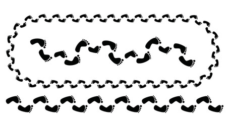 Bare Foot Footprints, Footprint Sign Path, Human Step Icons Road, Sole Pictogram Path