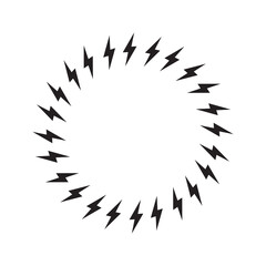 Lighting Strike Round Frame, Battery Charger Circular Pictogram, Lightning Bolt Background, Thunderbolt Frame