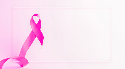 Cancer awareness. Health care symbol pink ribbon on white background. Breast woman support concept. World cancer day.