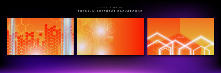 Abstract hexagonal red and orange color technology background