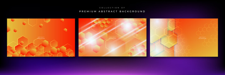 Abstract hexagonal red and orange color technology background