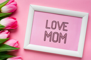 top view love mom lettering