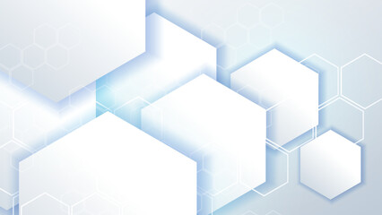 White hexagon concept design abstract technology background vector illustration