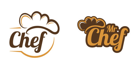 Chef set logo design. Restaurant logo template 
