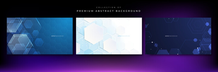 Hexagonal abstract metal technology background with light