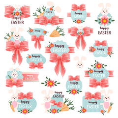 Fototapeta premium Set of Easter gift tags and labels with cute cartoon bunny.