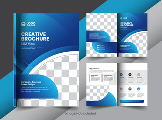 Corporate company business bifold brochure and cover layout concept design with modern shapes
