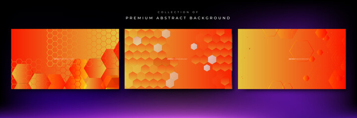 Abstract hexagonal orange color technology background