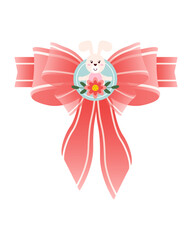 Cute cartoon bow, flower and bunny