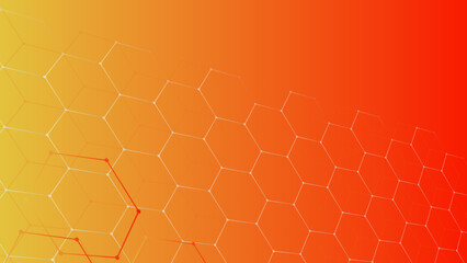 Abstract hexagonal orange color technology background