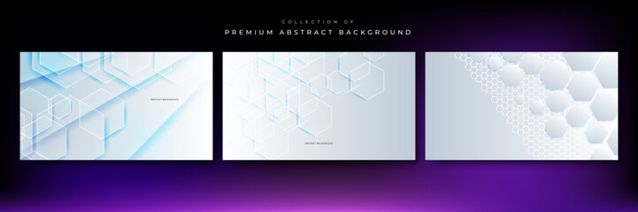 Abstract. Hexagon white background , blue light and shadow. Vector illustration