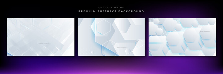 Abstract. Hexagon white background , blue light and shadow. Vector illustration