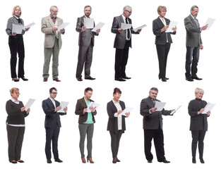 Obraz premium collage of people holding a4 sheet in hands