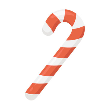 Candy Cane Sign Emoji Icon Illustration. Christmas Sweets Vector Symbol Emoticon Design Clip Art Sign Comic Style.