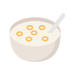 Bowl of ring cereals or cheerios with of milk. Healthy and wholesome breakfast.
