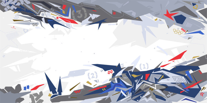 Modern Futuristic Mecha Gundam Cyberpunk Style Colorful Abstract Urban Street Art Graffiti Vector Illustration Template Background