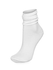 Textile sock isolated on white. Footwear accessory