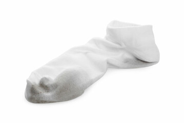 One used dirty sock isolated on white