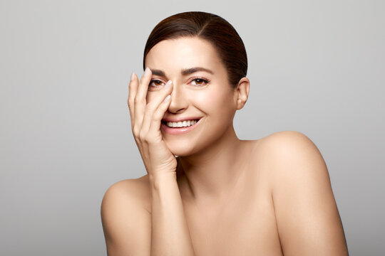 Skin care, Spa and Beauty Concept. Closeup of a beauty face woman with smiling expression.