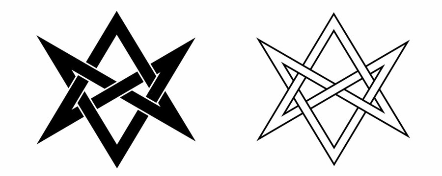 unicursal hexagram sign set isolated on white background