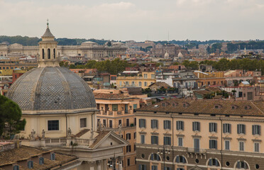 Panoramic view of Rome city from the Pincio Terrace in Lazio Italy