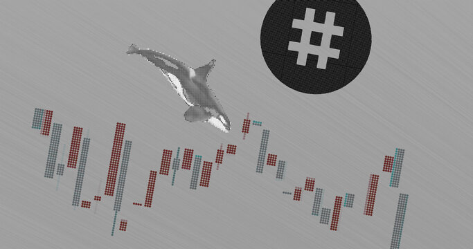 November 11th 2022, London UK. An import move of Reserve Rights (RSR) coin is analyzed. Illustration of a whale diving into a exchange graph to invest