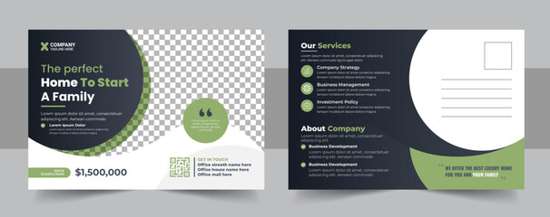 Home for sale postcard, real estate Postcard template design