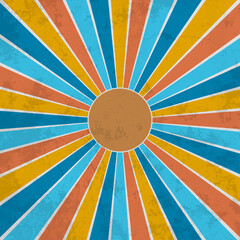 Colorful vintage striped sunburst vector background