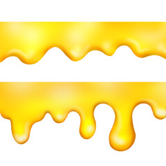Yellow line with drops. Molten honey, flowing oil. Illustration