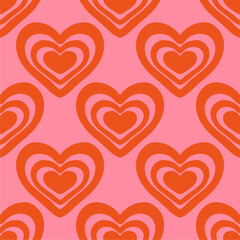Fototapeta na wymiar Tunnel of concentric hearts, seamless pattern, poster. Romantic cute background. Vector illustration, flat design, cartoon hand drawn. Template for printing a poster, postcard and more.