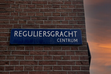 Street sign Reguliersgracht At Amsterdam The Netherlands 17-11-2020