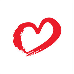 Heart vector logo design in simple grunge style.