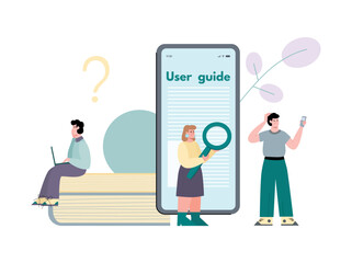 Obraz premium User guide and guidebook concept of banner flat vector illustration isolated.