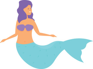 Mermaid icon cartoon vector. Cute girl. Fairy hair