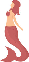 Red mermaid icon cartoon vector. Summer tail. Pretty woman