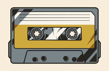 Cassette music emblem vintage colorful