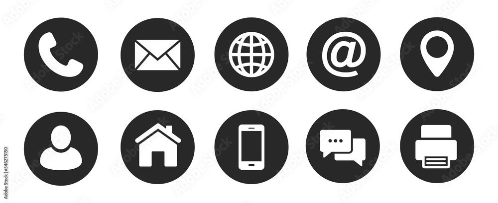 Wall mural contact and web icons set. communication icon symbol