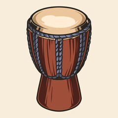 African drum colorful sketch vintage