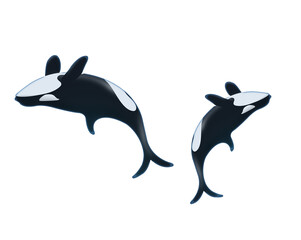 Fototapeta premium illustration two orca whales transparent background