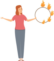 Creative fire show icon cartoon vector. Fire show. Fakir flame