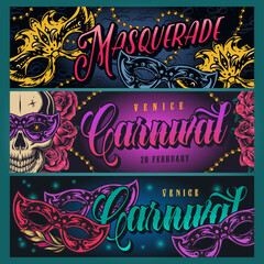 Venice Carnival set posters colorful © DGIM studio