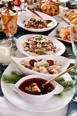 Christmas Eve table with traditional dishes
